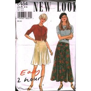 New Look 6454 Sewing Pattern Womens A-Line Skirt Two Lengths 8-18 CUT Easy 2 Hr